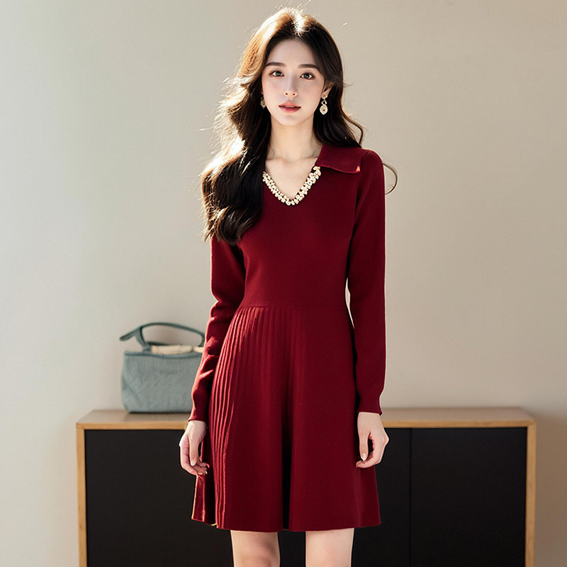 奢姿2025年春季新款大码女装复古V领裙子胖妹妹韩系拼接连衣裙