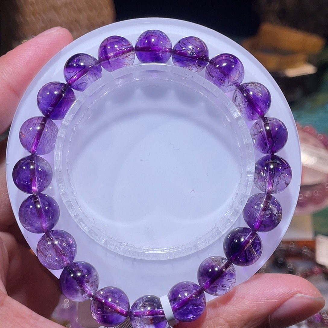 水晶手串未镶嵌极光紫超七9+