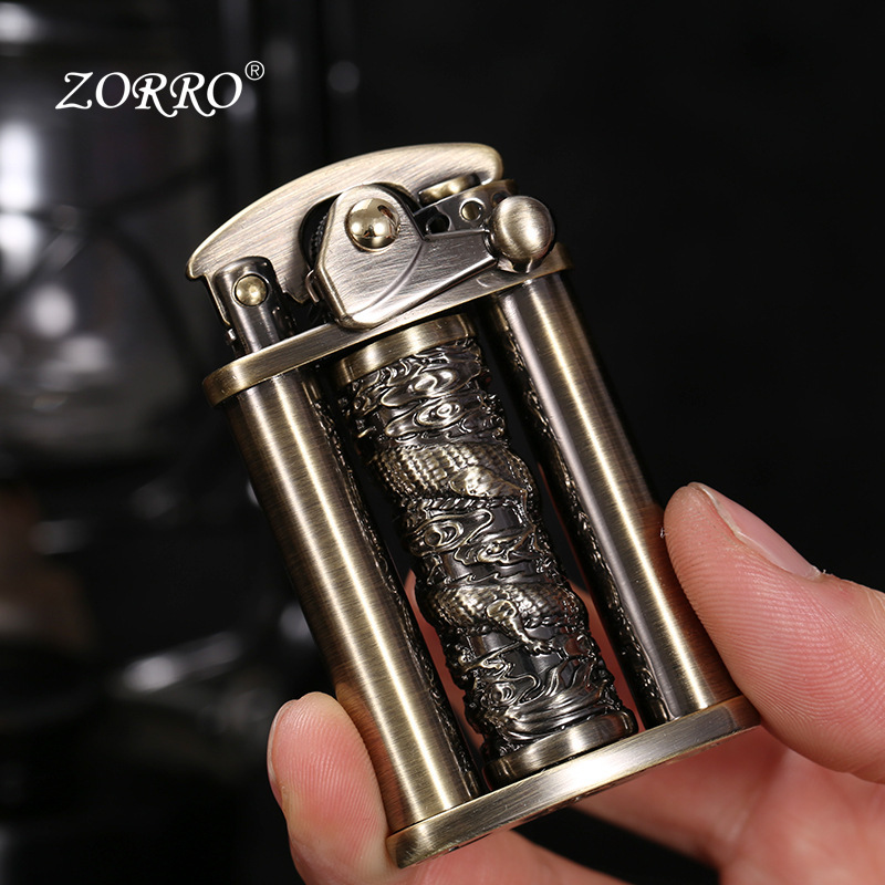 ZORRO佐罗龙柱旋转解压煤油打火机摇臂点火个性创意男士高打火机