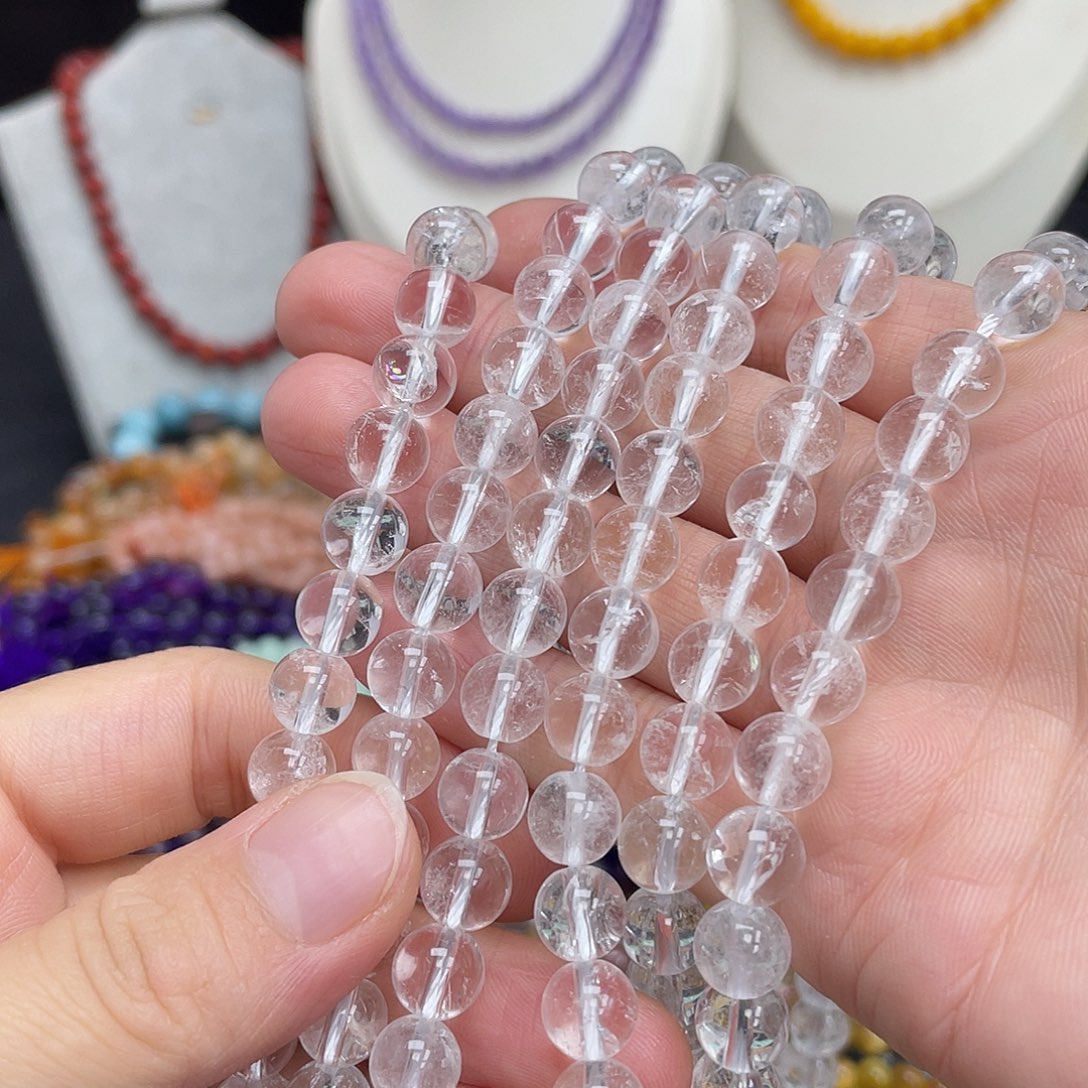 玛瑙/玉髓未镶嵌半成品5a白水晶8m