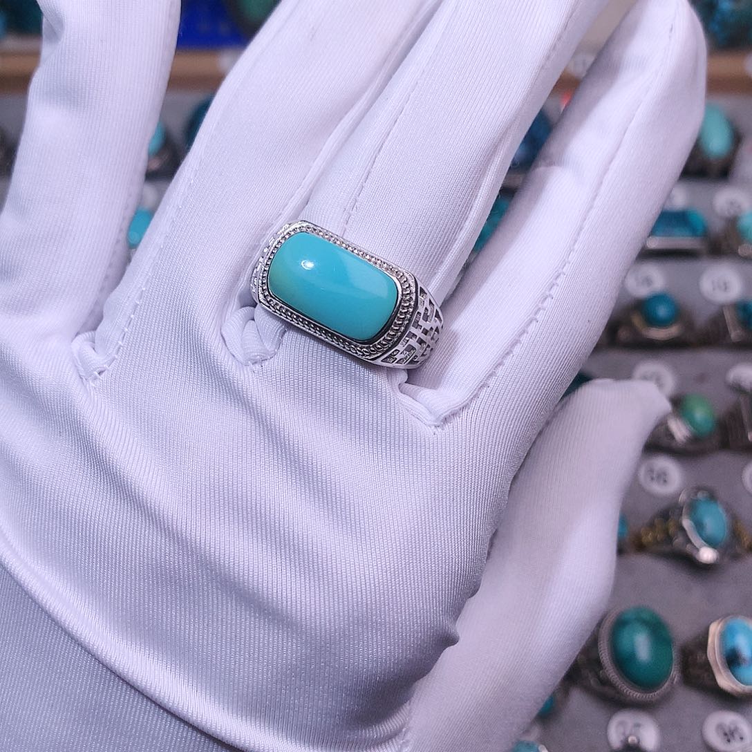 绿松石挂件银S925镶嵌白****能