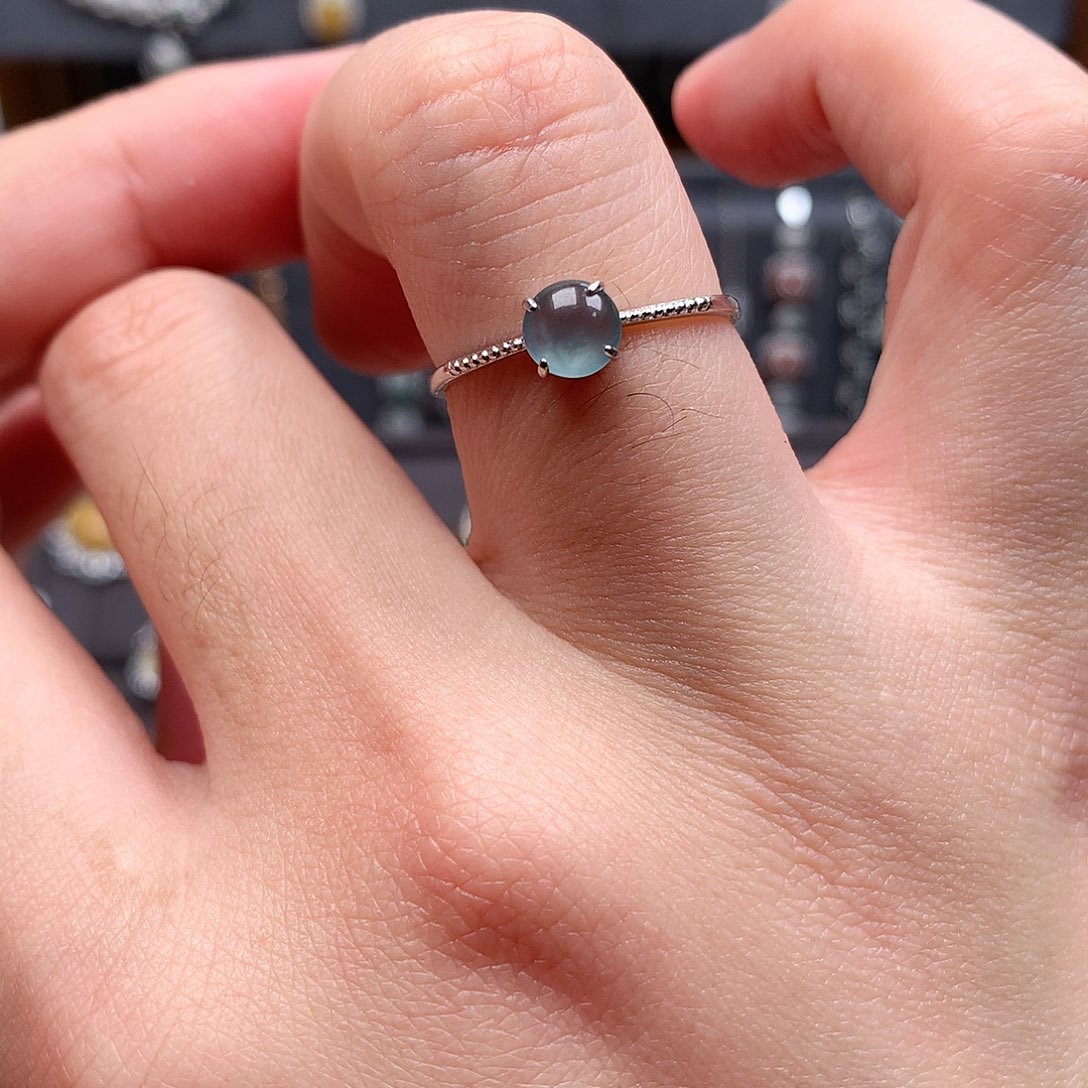 翡翠银S925镶嵌戒指0157