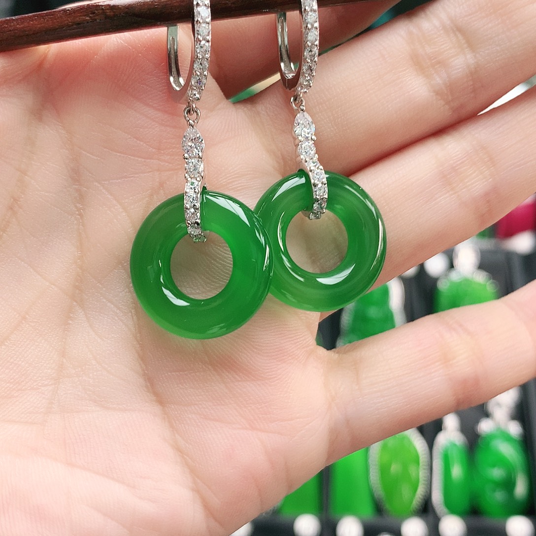 玛瑙/玉髓银S925镶嵌耳坠