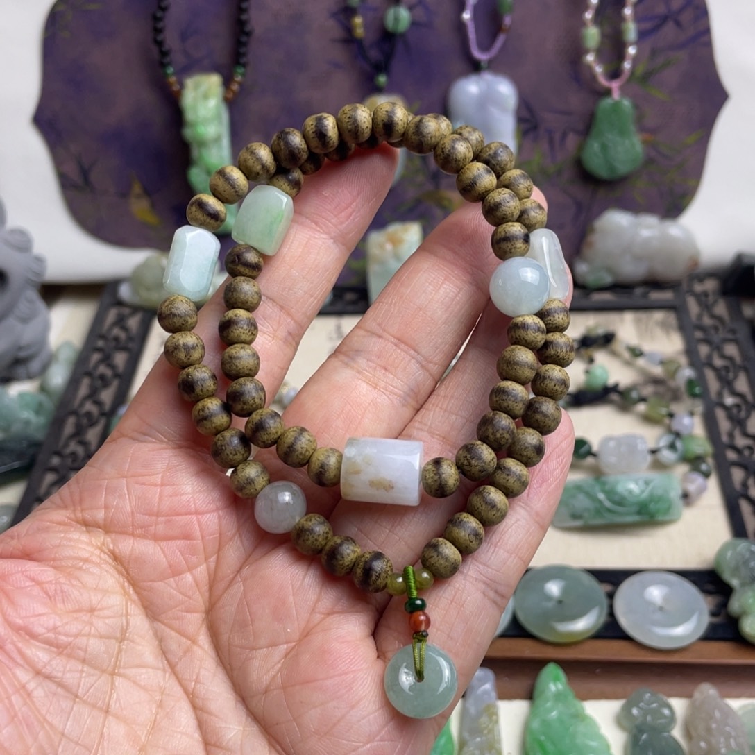 翡翠未镶嵌手链设计款双圈