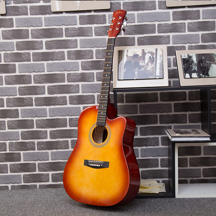 吉他批发厂家民谣吉他无标41寸木吉他普及练习简单琴初学入门