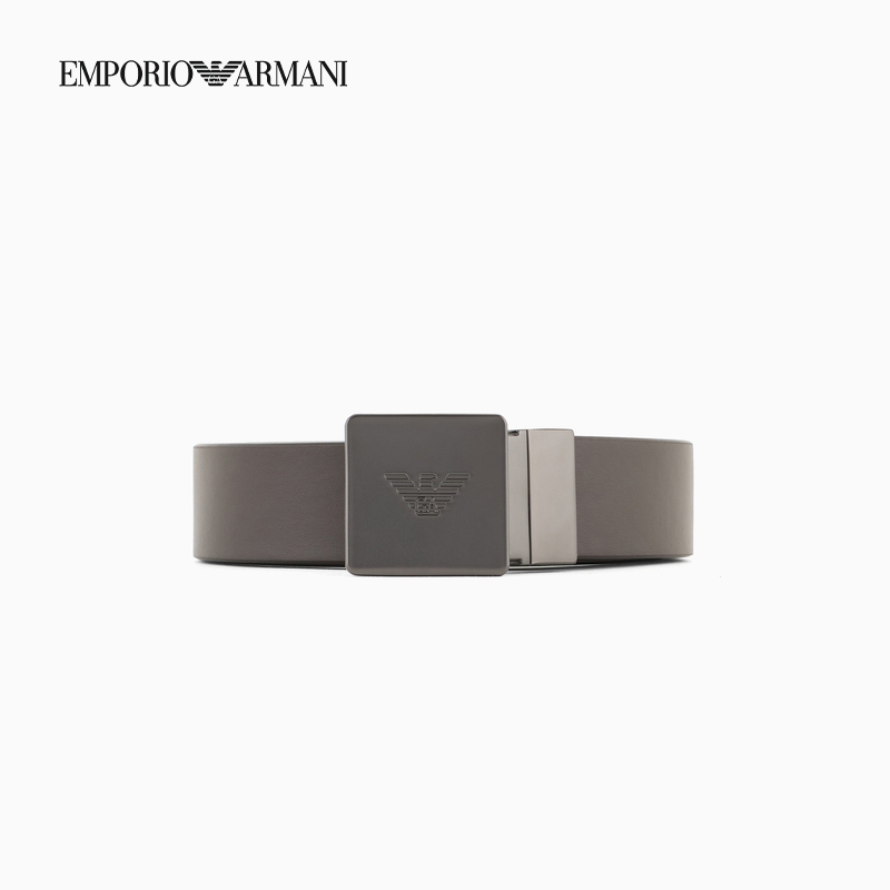 EMPORIO ARMANI/阿玛尼夏季新款男士牛剖层革双面板扣腰带