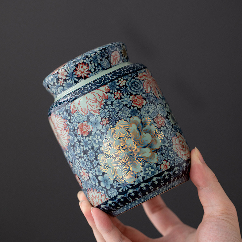 E756-汝窑茶叶罐繁花似锦JLT