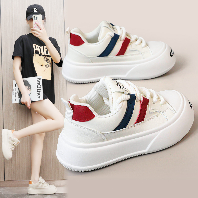 新款小白鞋女2024夏增高厚底板鞋学生时尚百搭休闲韩版透气