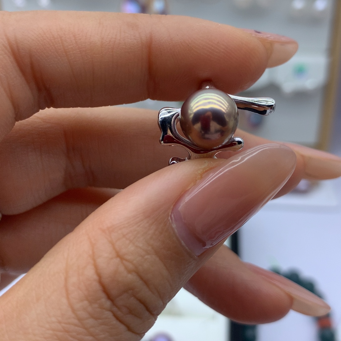 a***北银S925镶嵌戒指淡水珍珠