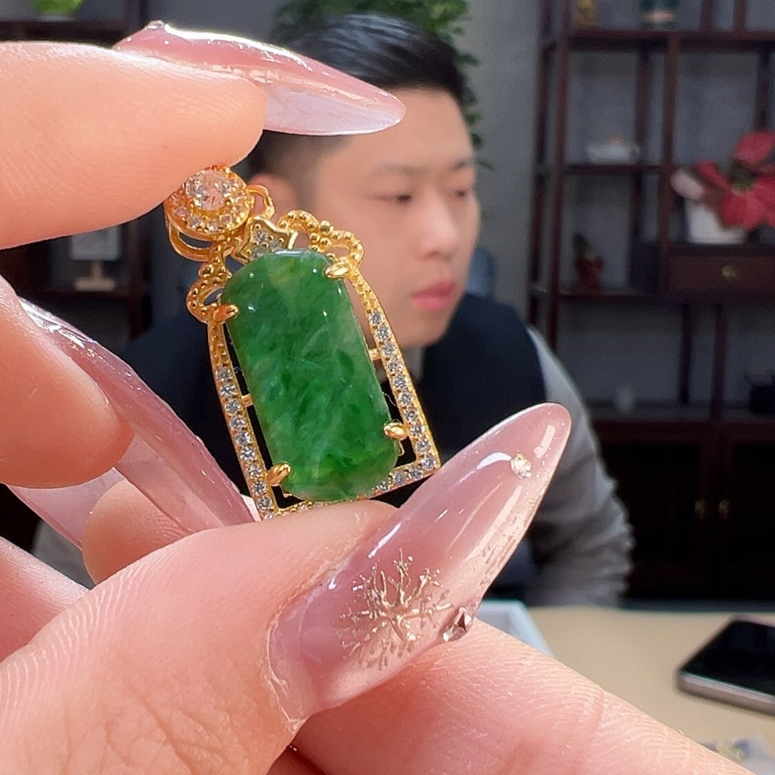 翡翠颈饰银S925镶嵌吊坠51