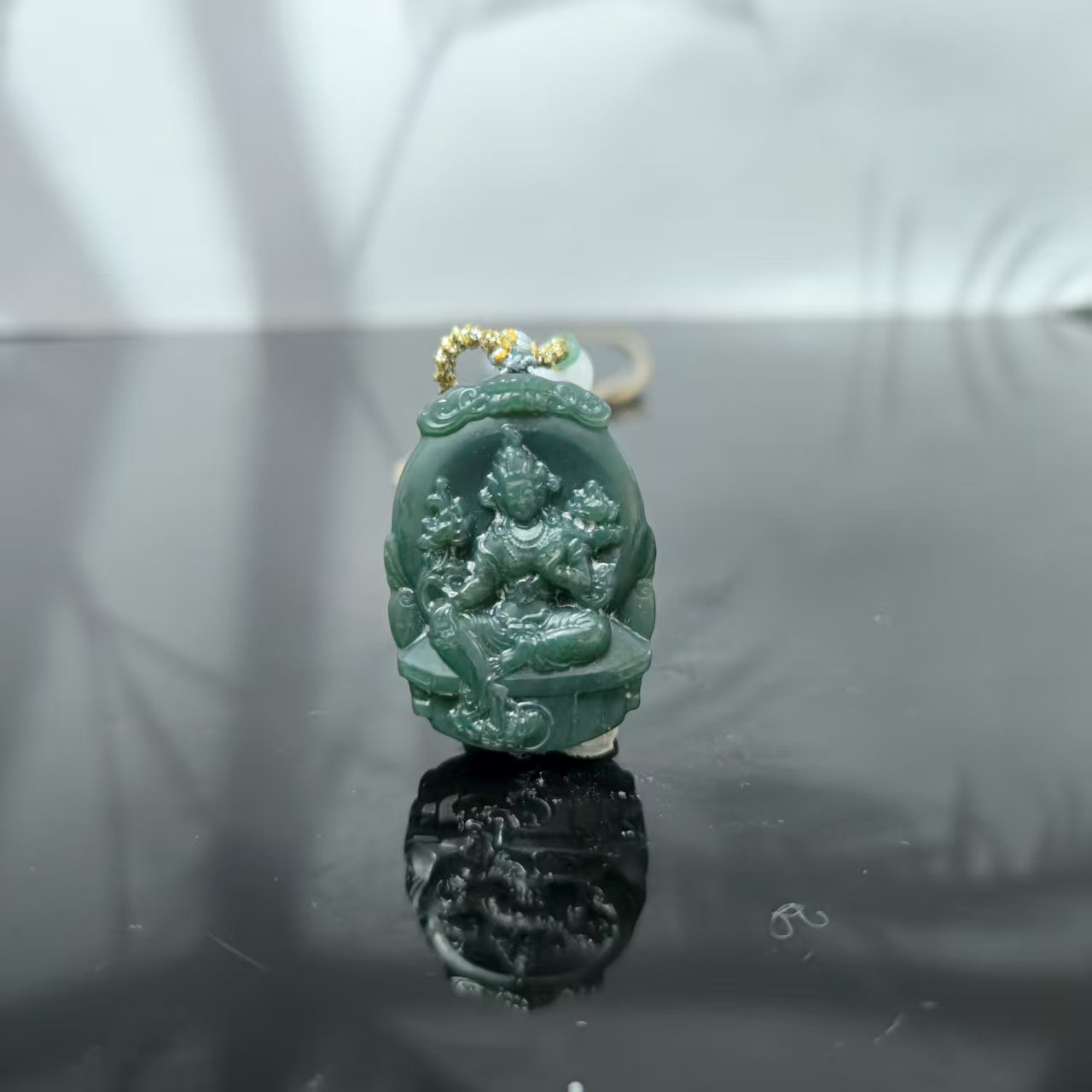 Z和田玉度母观音吊坠0954