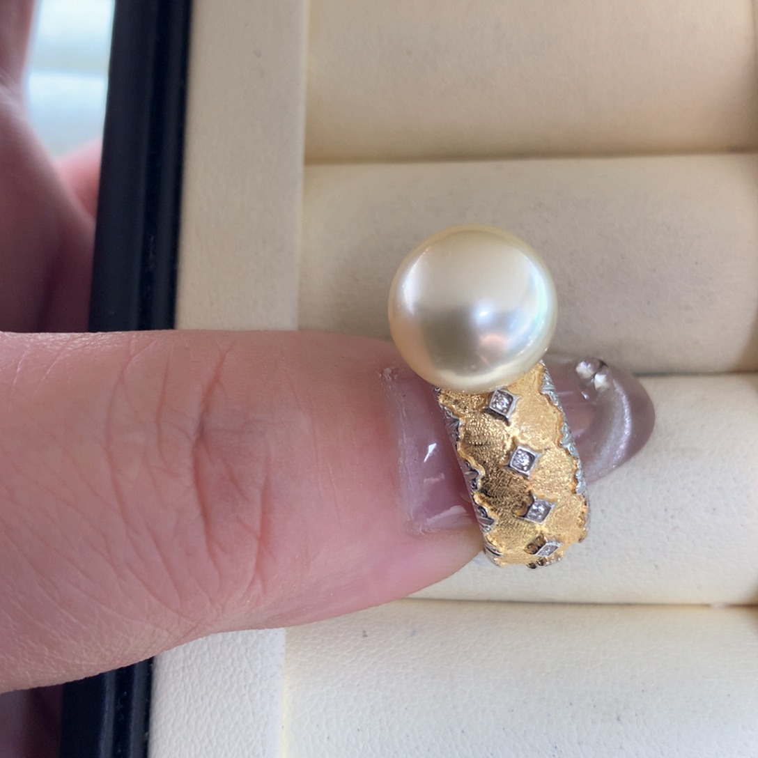 海水珍珠戒指银S925镶嵌