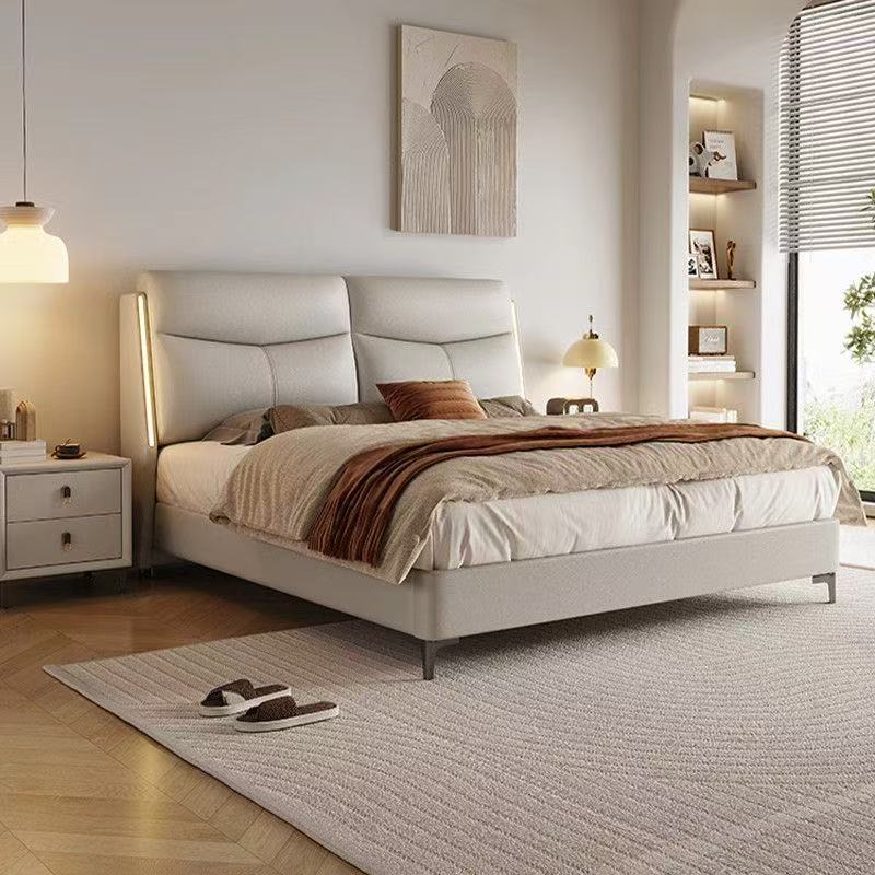 简约意式床简约1.8米双人主卧床婚床1.5米单人小户型气压储物床