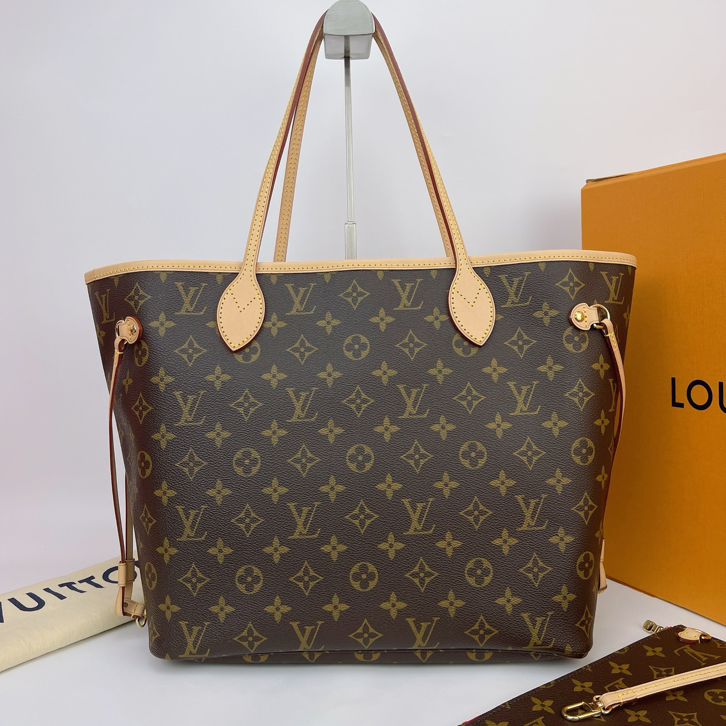 95新 LouisVuitton/路易威登 LV 棕色老花nf芯片手提包底32 N821