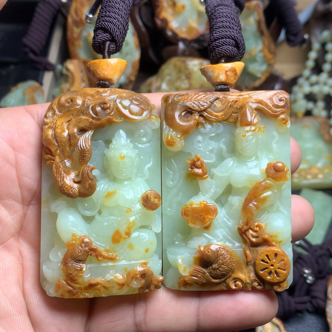 梦***影岫岩河磨玉（透闪石质玉）未镶嵌挂件