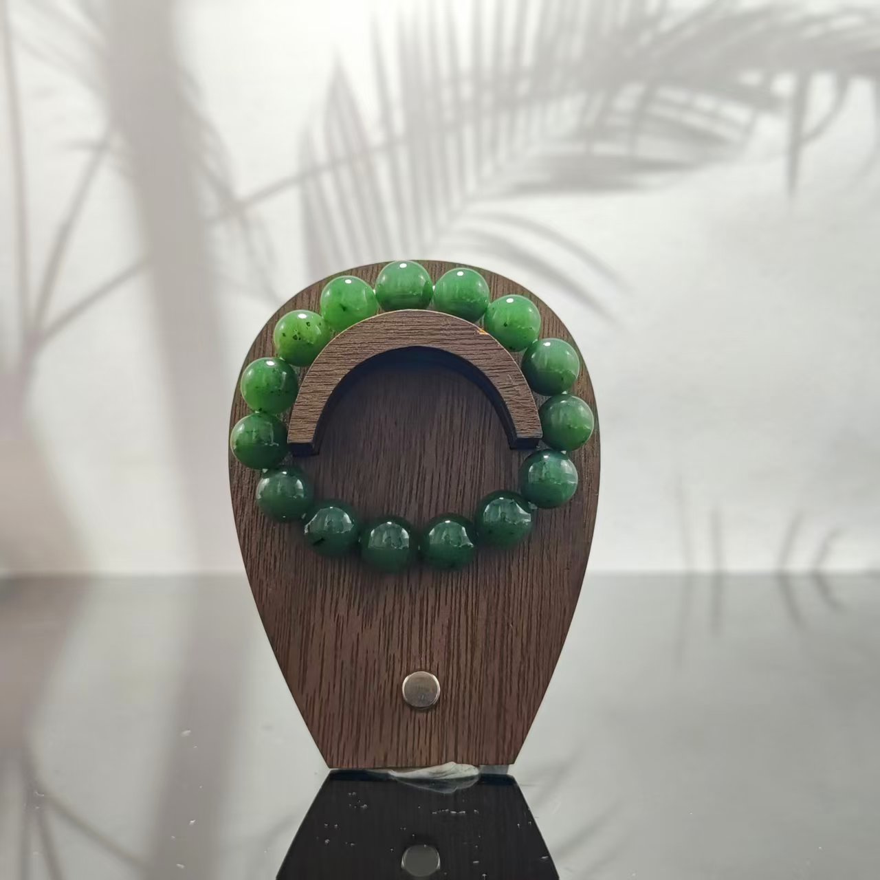 P和田玉碧玉圆珠手串（卡12）2275