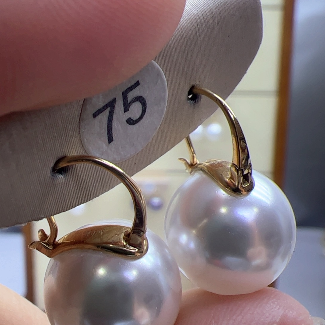 淡水珍珠耳饰18K金镶嵌