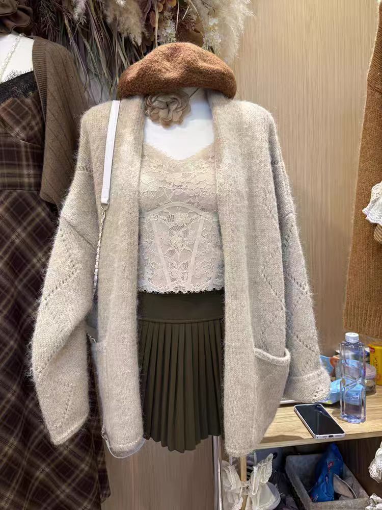 针织休闲风女装女气质百搭毛针织衫短款秋季中长款