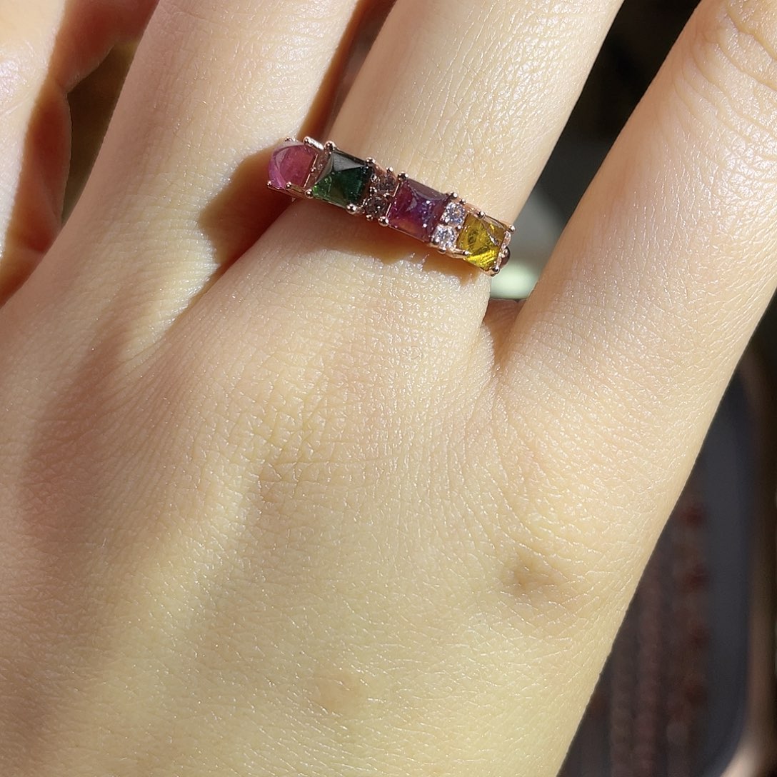 碧玺戒指银S925镶嵌