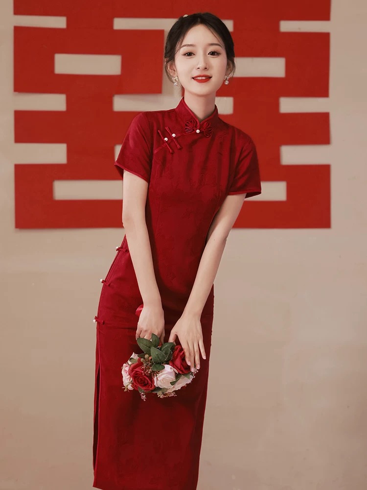 【似锦】夏季春夏显瘦新中式旗袍小个子订婚敬酒服少女气质出阁宴