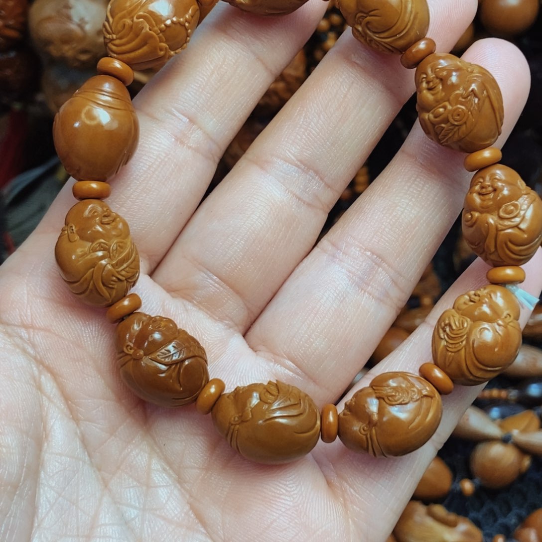 橄榄核手串/手链阳*铁盒精品小弥勒佛手串