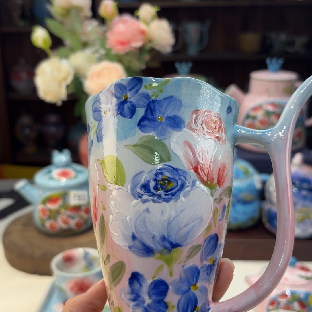 景德镇手绘高温釉下彩陶瓷茶具