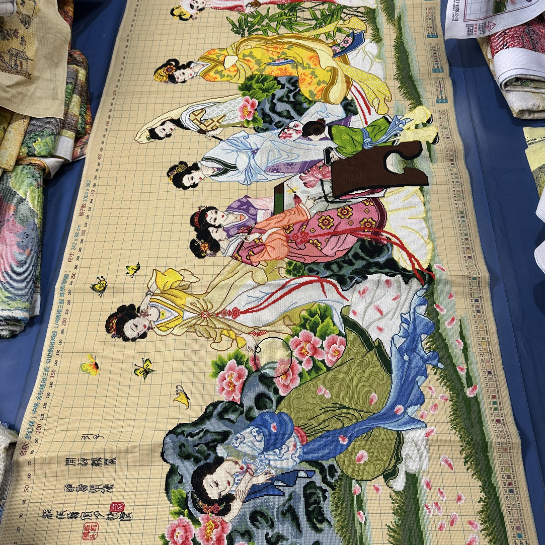 纯手工梦红楼十二美女十字绣成品古典人物装饰画