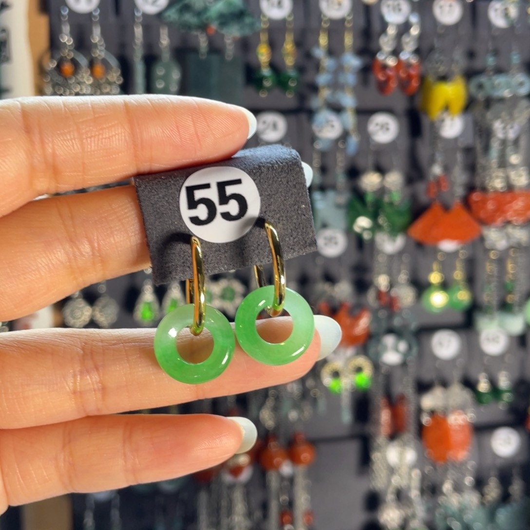 银S925镶嵌翡翠耳饰55