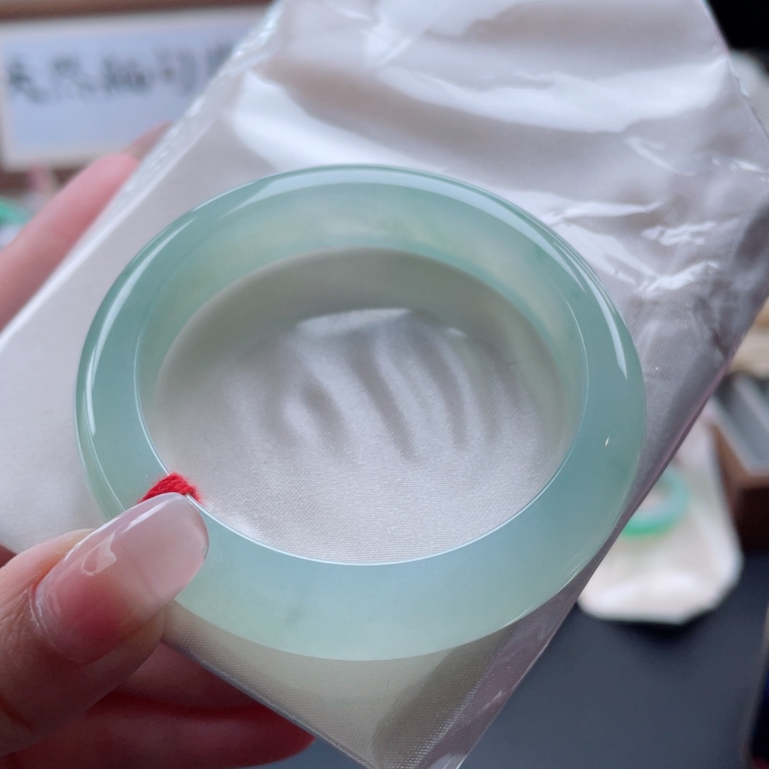 未镶嵌手镯翡翠54.3冰绿青提葡萄肉 百搭显白款 31号