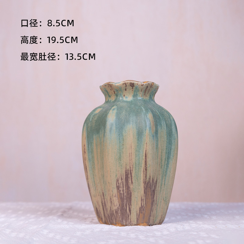 陶瓷花瓶莫奈油画风鲜切花新中式水养花器客厅样板间民宿