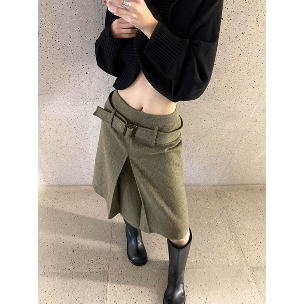 法式优雅减龄高腰显瘦半身裙女冬季新款洋气百搭宽松遮胯中长裙