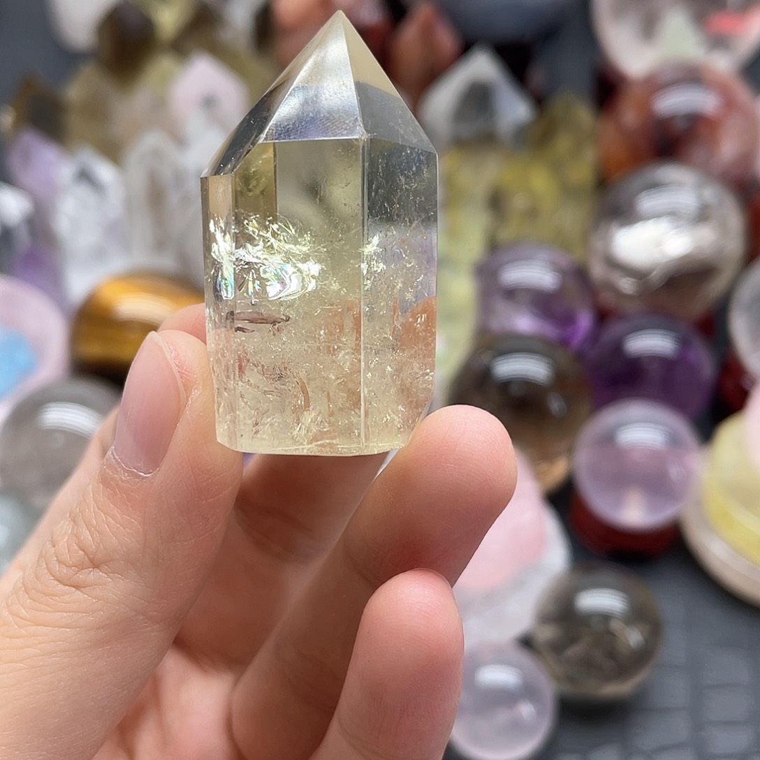 未镶嵌珠宝半成品水晶77黄水晶柱