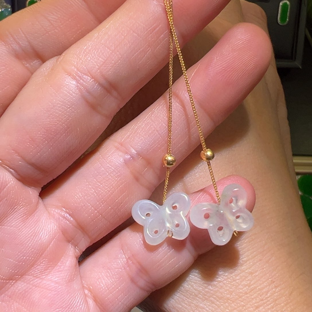 翡翠18K金镶嵌颈饰耳环