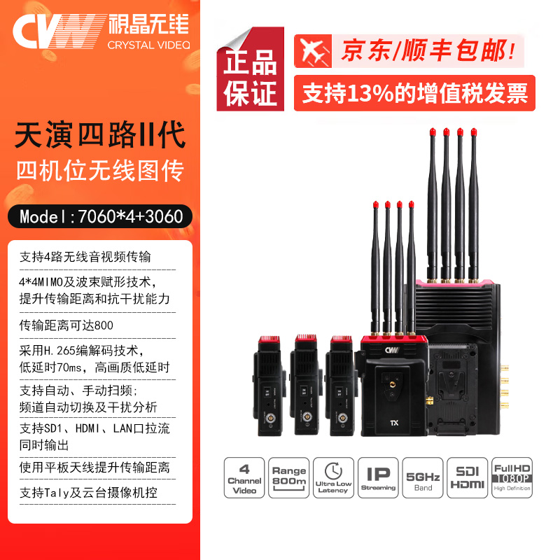 视晶无线（CVW）天演四路2代 四机位无线图传 