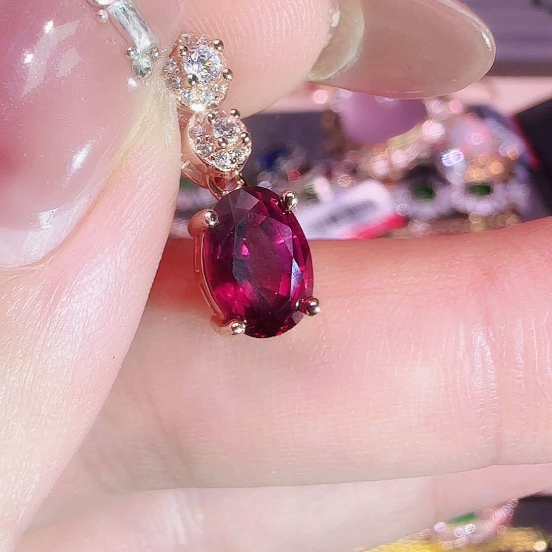 石榴石吊坠银S925镶嵌