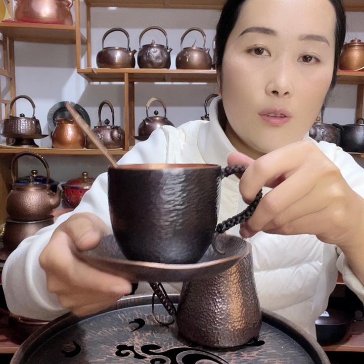 在***•贵金属紫铜纯铜咖啡杯3件