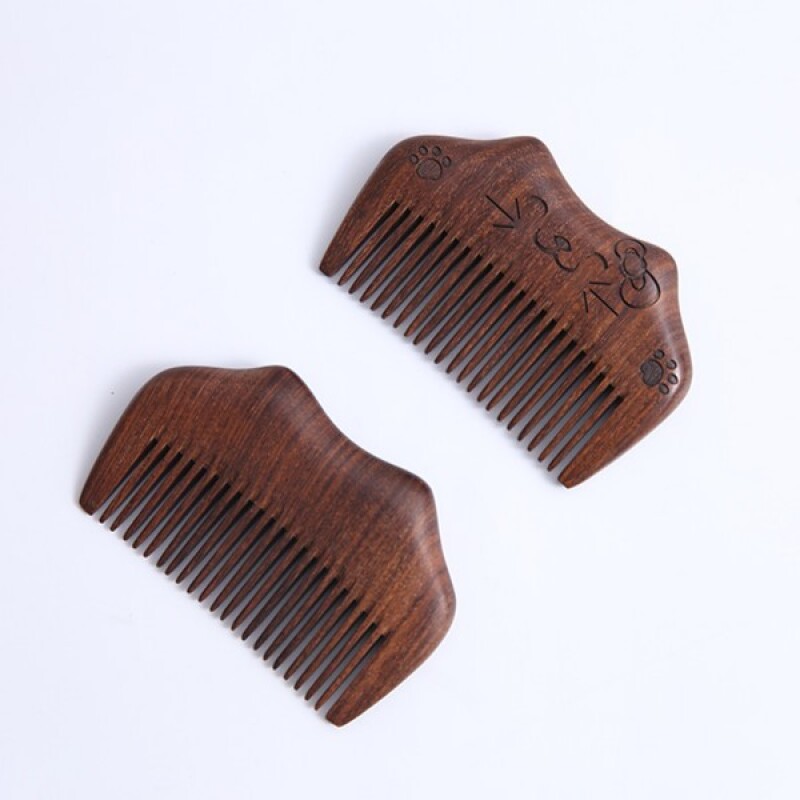 自然之风梳头按摩梳实木黑金带齿轮梳子创意可爱防静电小猫咪梳子