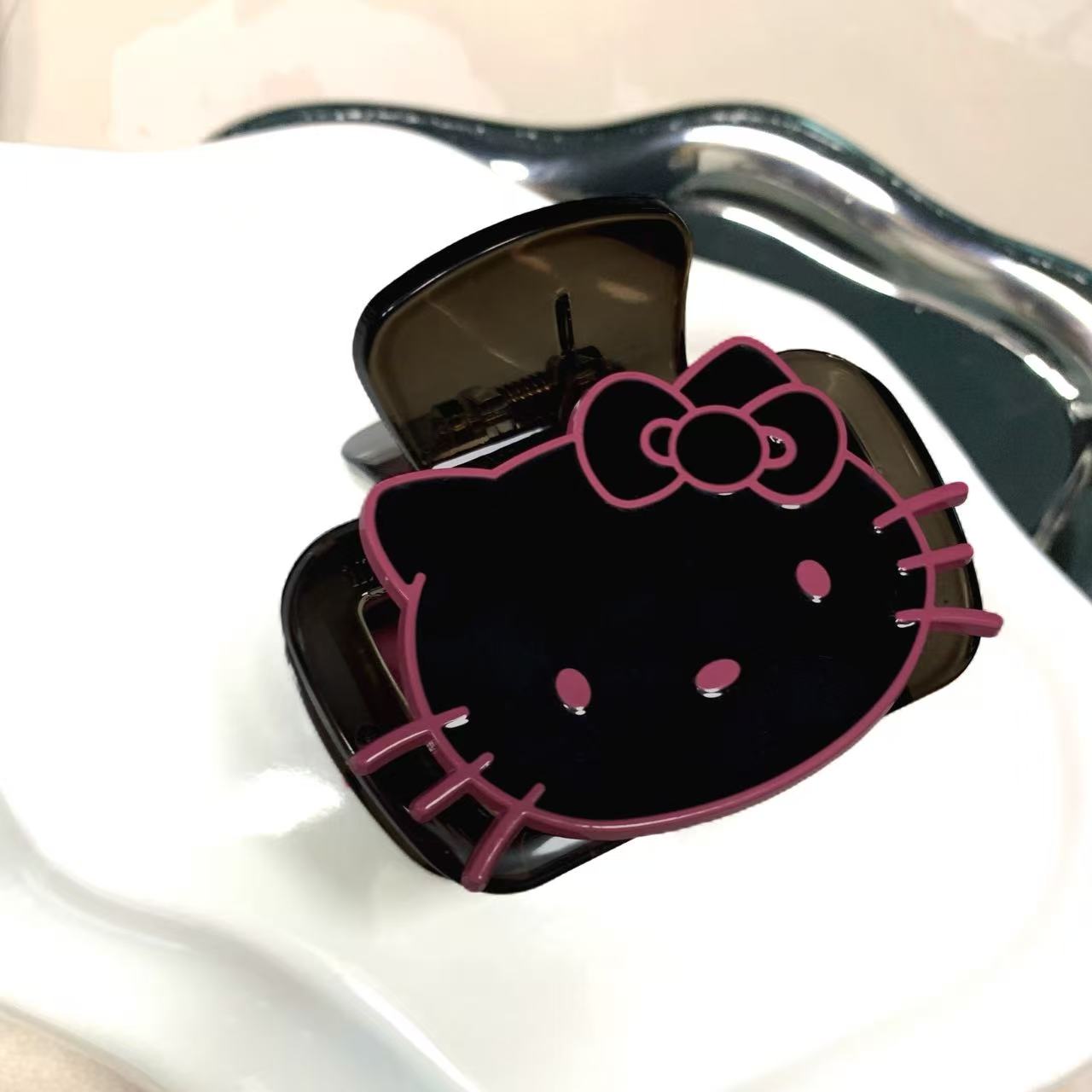 粉黑Kitty小号鲨鱼夹