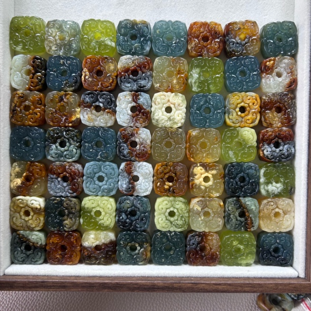 岫玉花玉如意方扣卡20mm 默认下单随机发货直播间选品