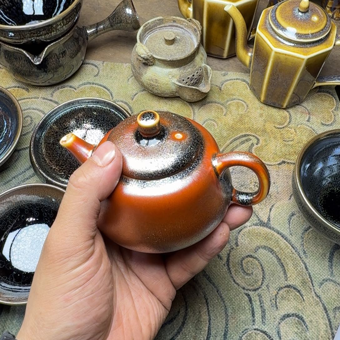 ｀***涅茶盏建盏精品三有壶
