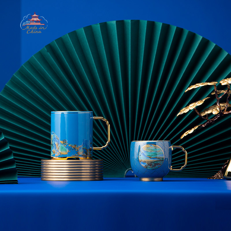 【陶溪川】龙珠阁景德镇陶瓷千里江山马克杯礼盒装高档创意伴手礼