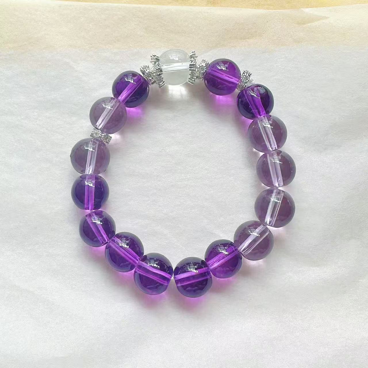 天然乌拉圭紫水晶手串—-1355