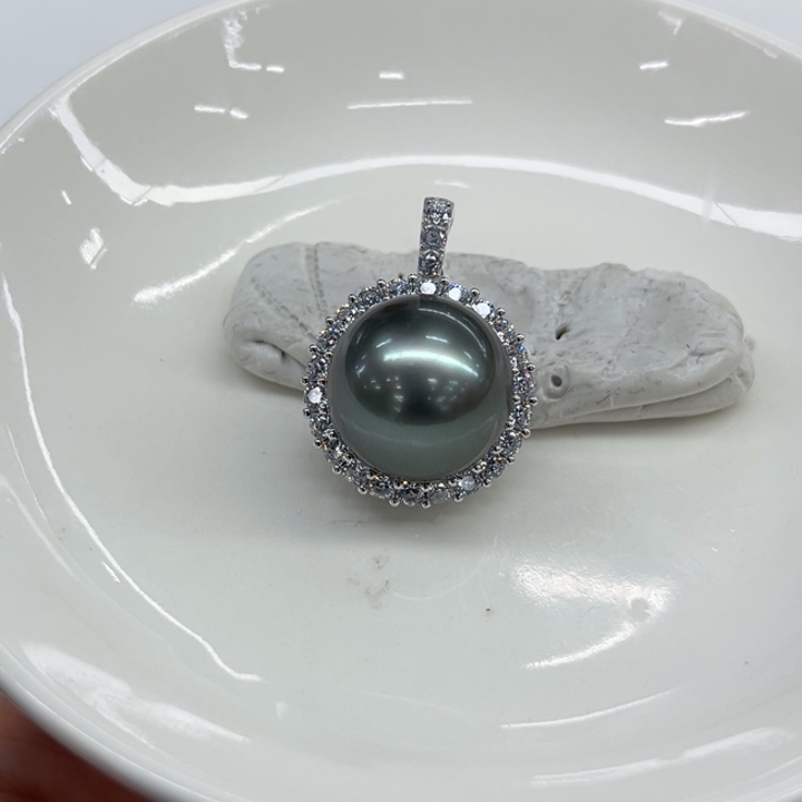 银S925镶嵌吊坠(不含链)海水珍珠15-16mm