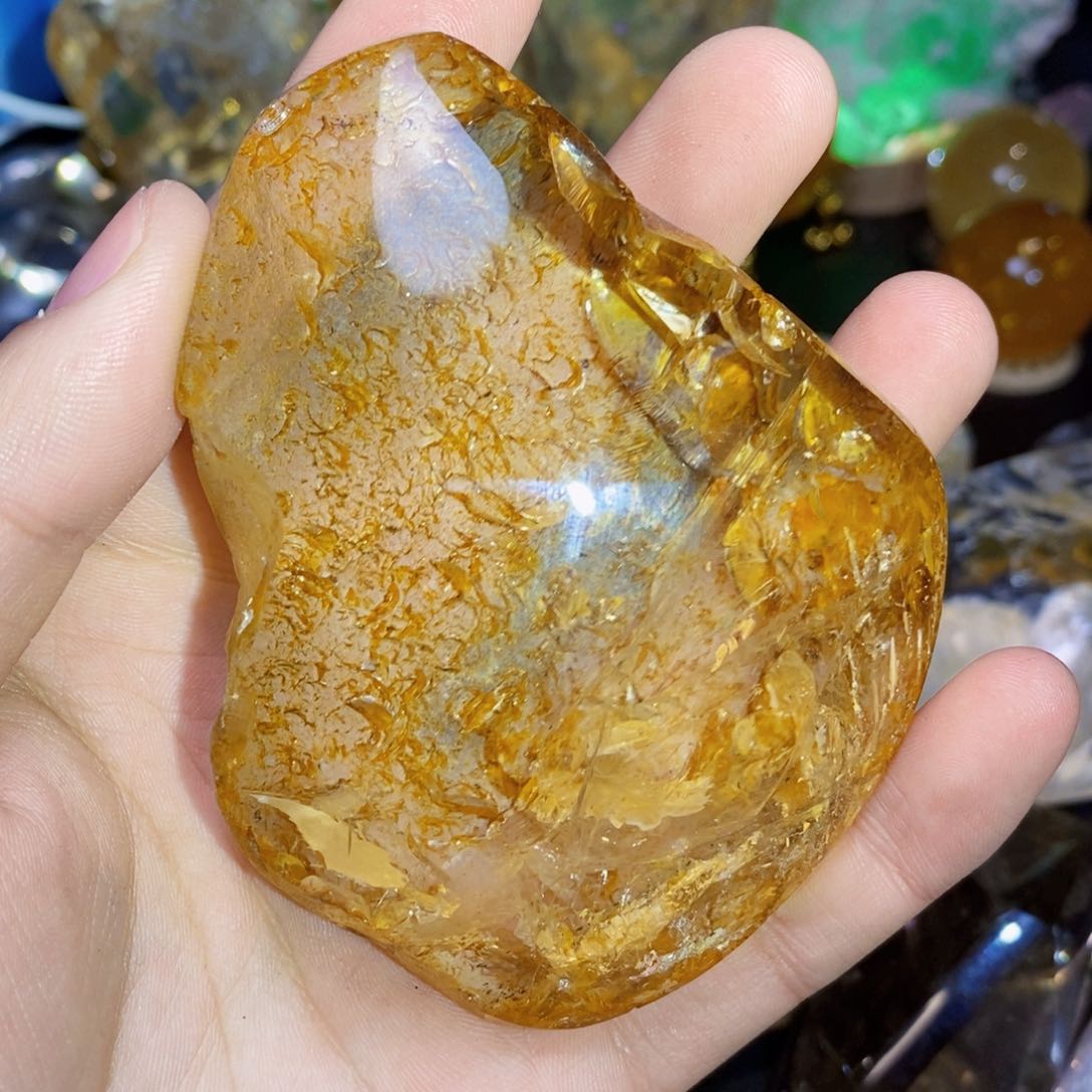 水晶天然黄礁花水晶随形未镶嵌