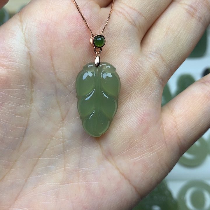 和田玉颈饰银S925镶嵌