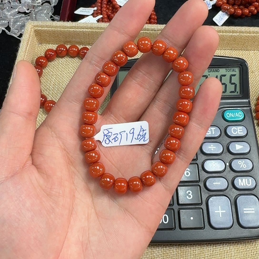 南红玛瑙手链未镶嵌原矿南红手串8mm瓦西老型柿子锦