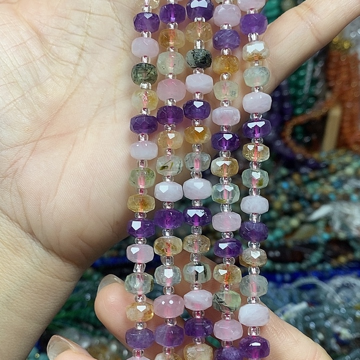 玛瑙/玉髓未镶嵌珠宝半成品天然多宝切面车轮卡7.5mm短条