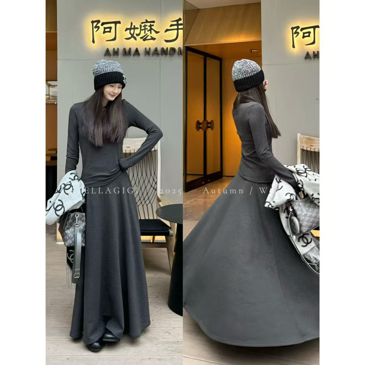 SG / 郭幂幂 AW 回归首播 纸片人套装 绒面伞裙+上衣TZ-20253034