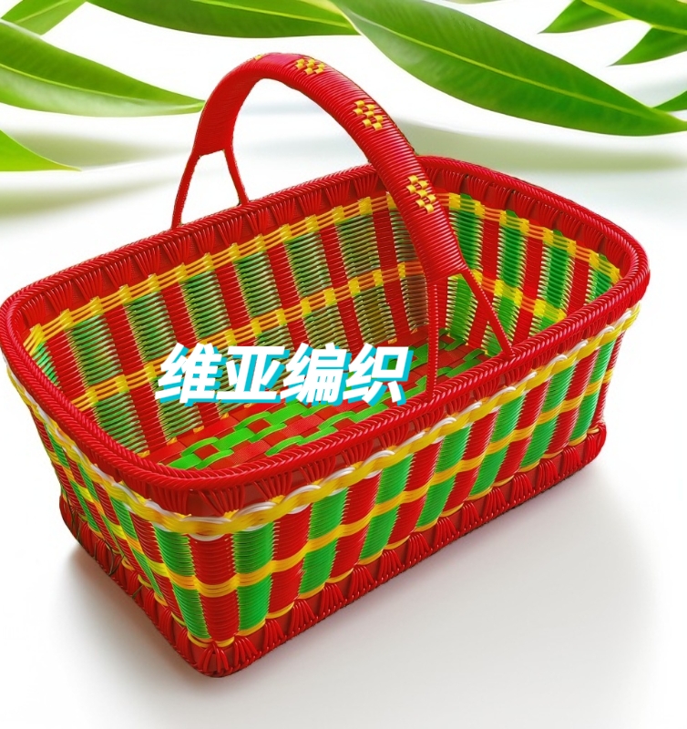 长方形中号手提菜篮家用藤条塑钢带篮子藤编编织漂亮结实耐用