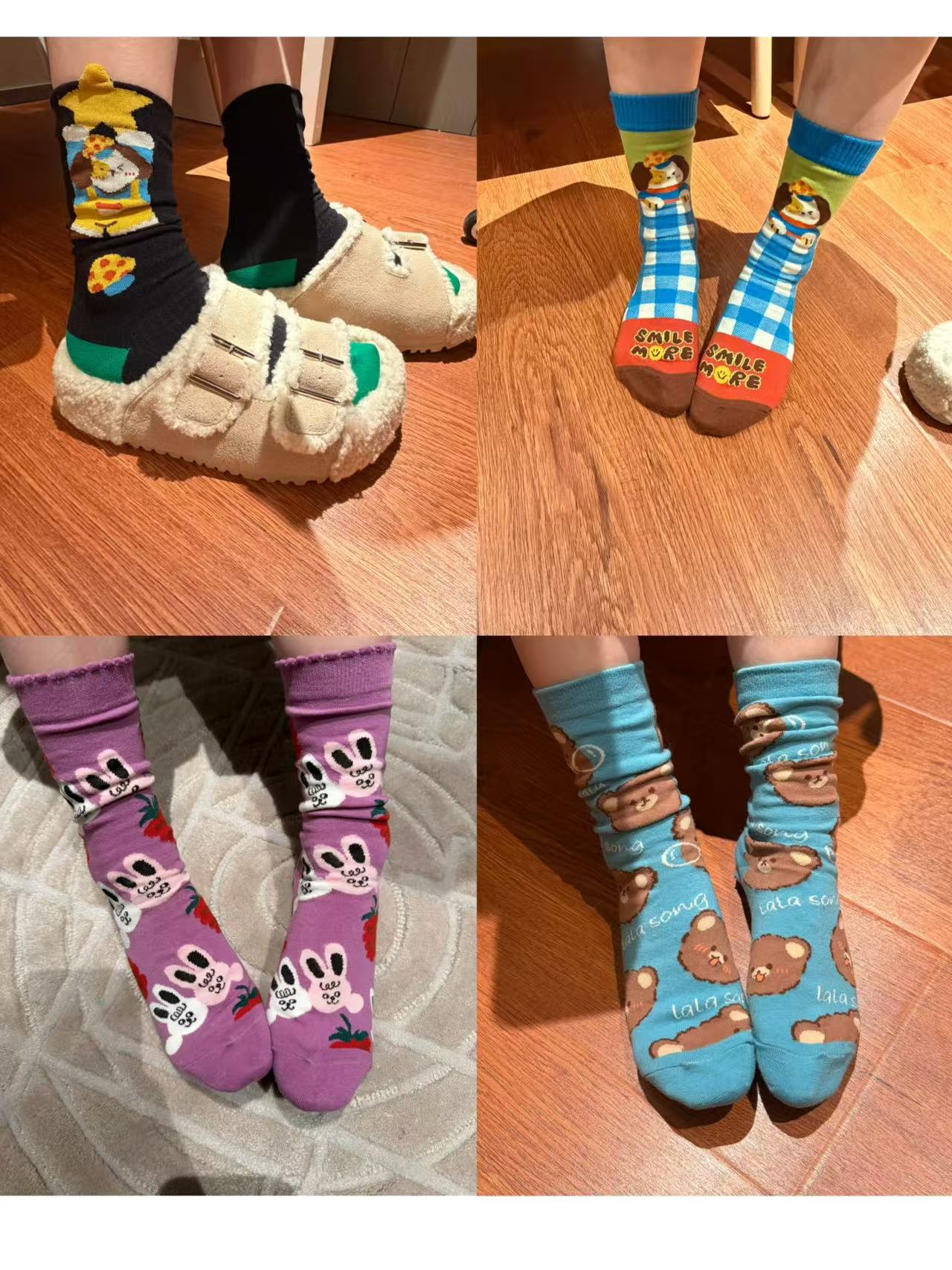 【BORAKOO】【吉莉】韩国东大门代购 彩色卡通袜子合集（一组两双）